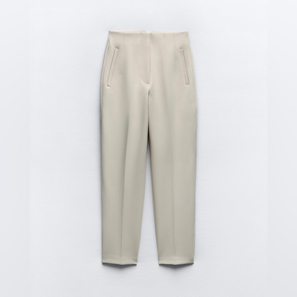 ZARA Pants with High Waist Oyster White 9929/132